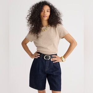 J. Crew 100% Cashmere Relaxed Short Sleeve T Shirt Heather Stone Tan